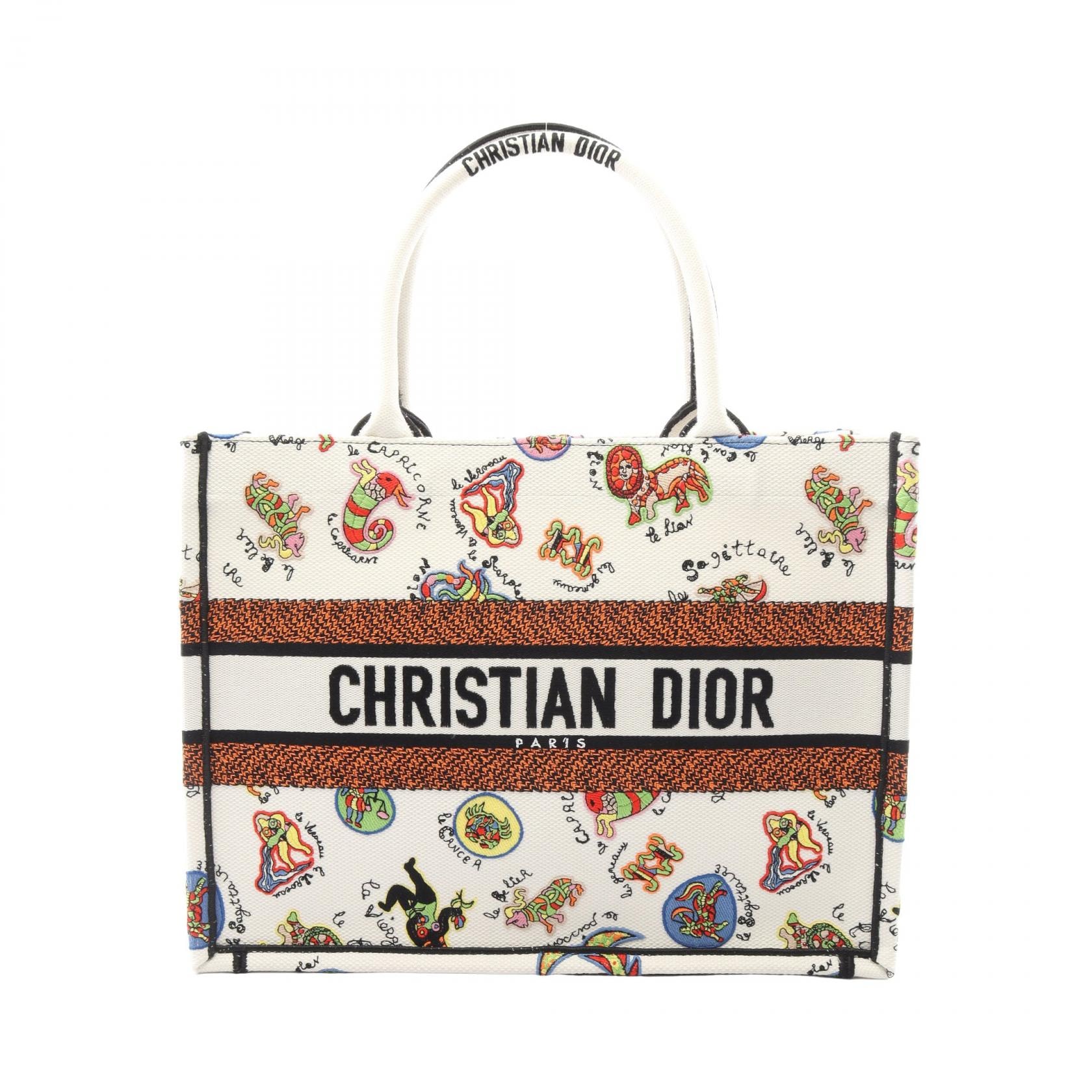 ディオール Dior BOOK TOTE ブックトート ミディアム ニキ ド サンファル トートバッグ バッグ キャンバス レディース ホワイト系 / マルチカラー 【中古】