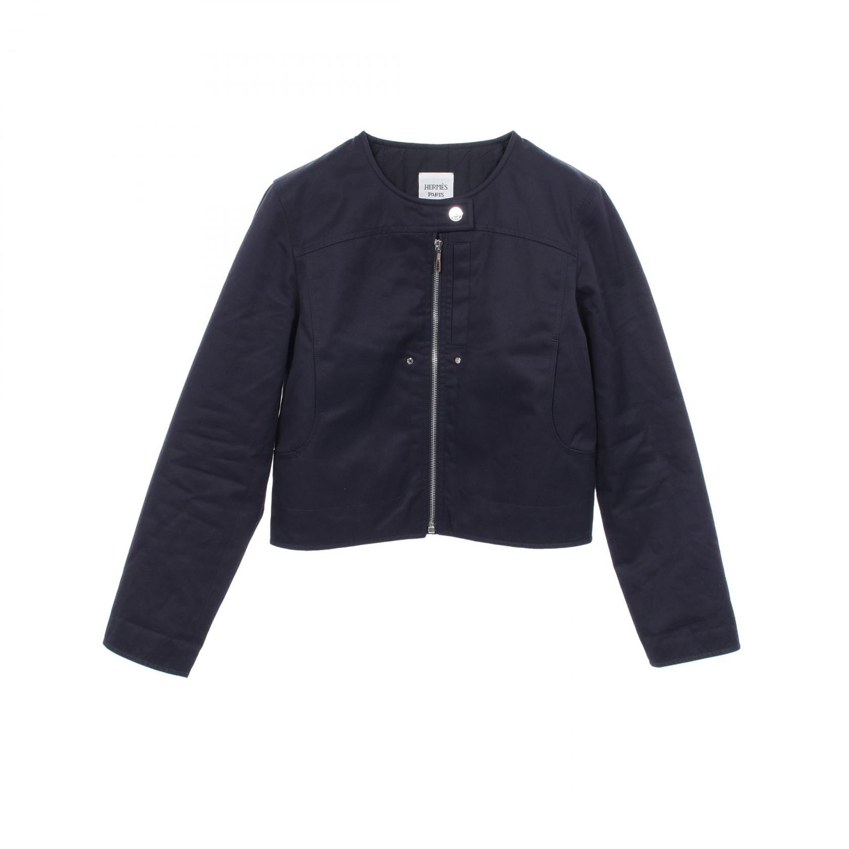 エルメス HERMES セリエボタン ブルゾン 衣料品 アウター コットン レディース ネイビー系 【中古】