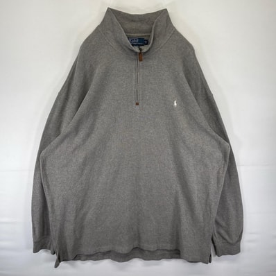 古着 ポロバイラルフローレン Polo by Ralph Lauren スウェット ハーフジップ トレーナー ワンポイント 3XLT グレー系 無地 メンズ