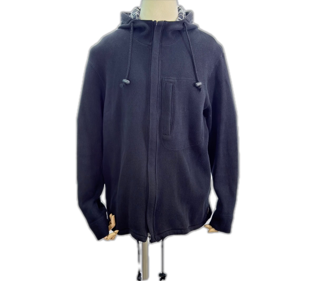BURBERRY バーバリー 01108-13 パーカー ブラック M コットン ダブルジップ ファッション フーディ メンズ