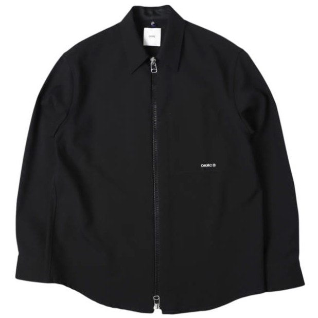 OAMC オーエーエムシー 23AW イタリア製 Ian Shirt トロピカルウール ジップアップシャツ ジャケット 23A28OAU58 LANOA028 L BLACK トップス g27612