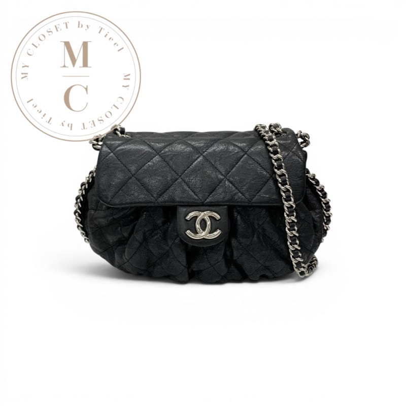 シャネル CHANEL バッグ ショルダーバッグ ブラック シルバー マトラッセ ココマーク チェーンアラウンド