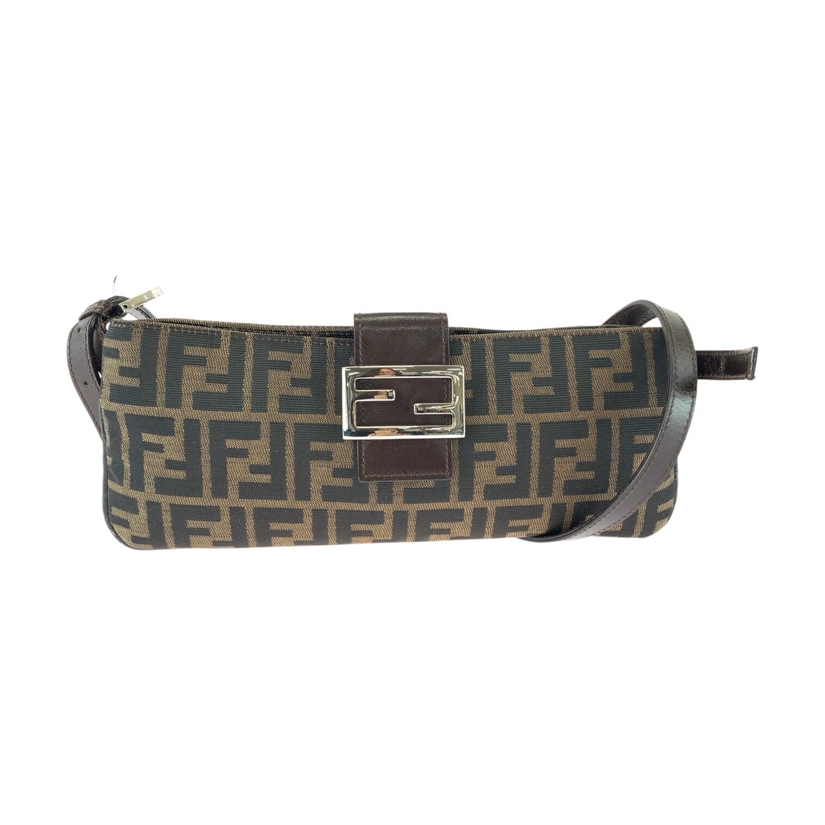 美品 FENDI フェンディ ヴィンテージ ズッカ ブラウン シルバー金具 キャンバス レザー/ ショルダーバッグ 1-0292477 【中古】