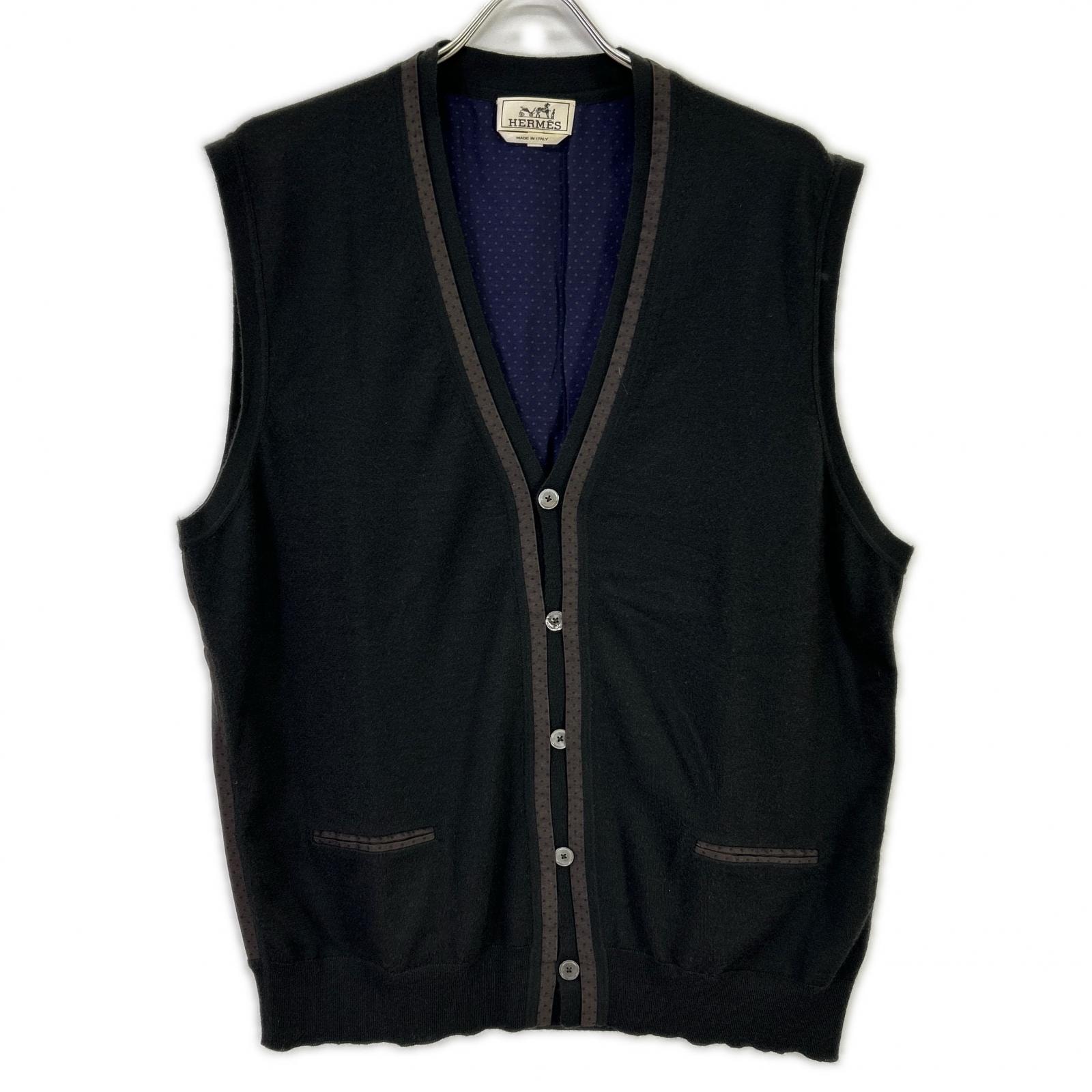 エルメス ダークグレー カシミヤ ニットベスト XL