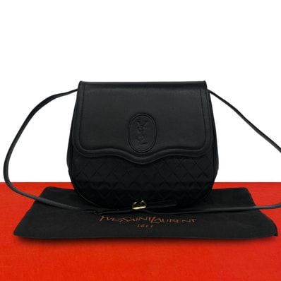 YVES SAINT LAURENT イヴ・サンローラン YSL ロゴ レザー ショルダーバッグ ブラック
31314
