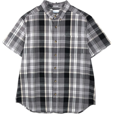 古着 コロンビア Columbia Regular Fit 半袖 ボタンダウン チェックシャツ メンズL相当/eaa655413