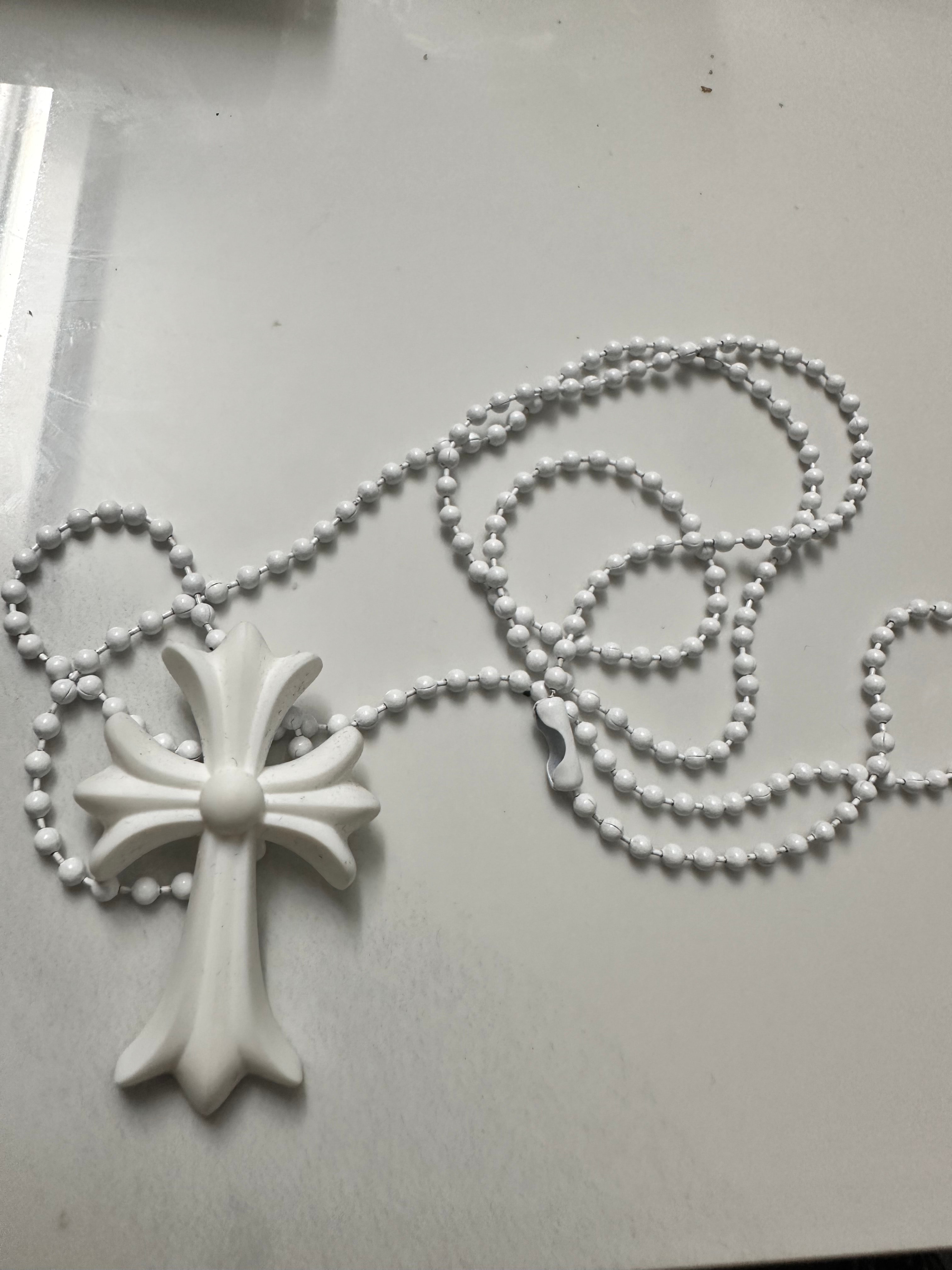 Chrome Hearts Rubber Small CH Cross Silicon Necklace "White"
