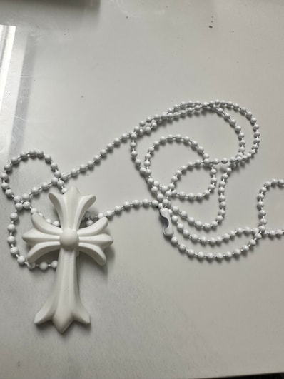 Chrome Hearts Rubber Small CH Cross Silicon Necklace "White"