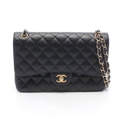 シャネル CHANEL デカマトラッセ30 クラシック ラージ Wフラップ ショルダーバッグ バッグ キャビアスキン(グレインドカーフ) レディース ブラック系 【中古】