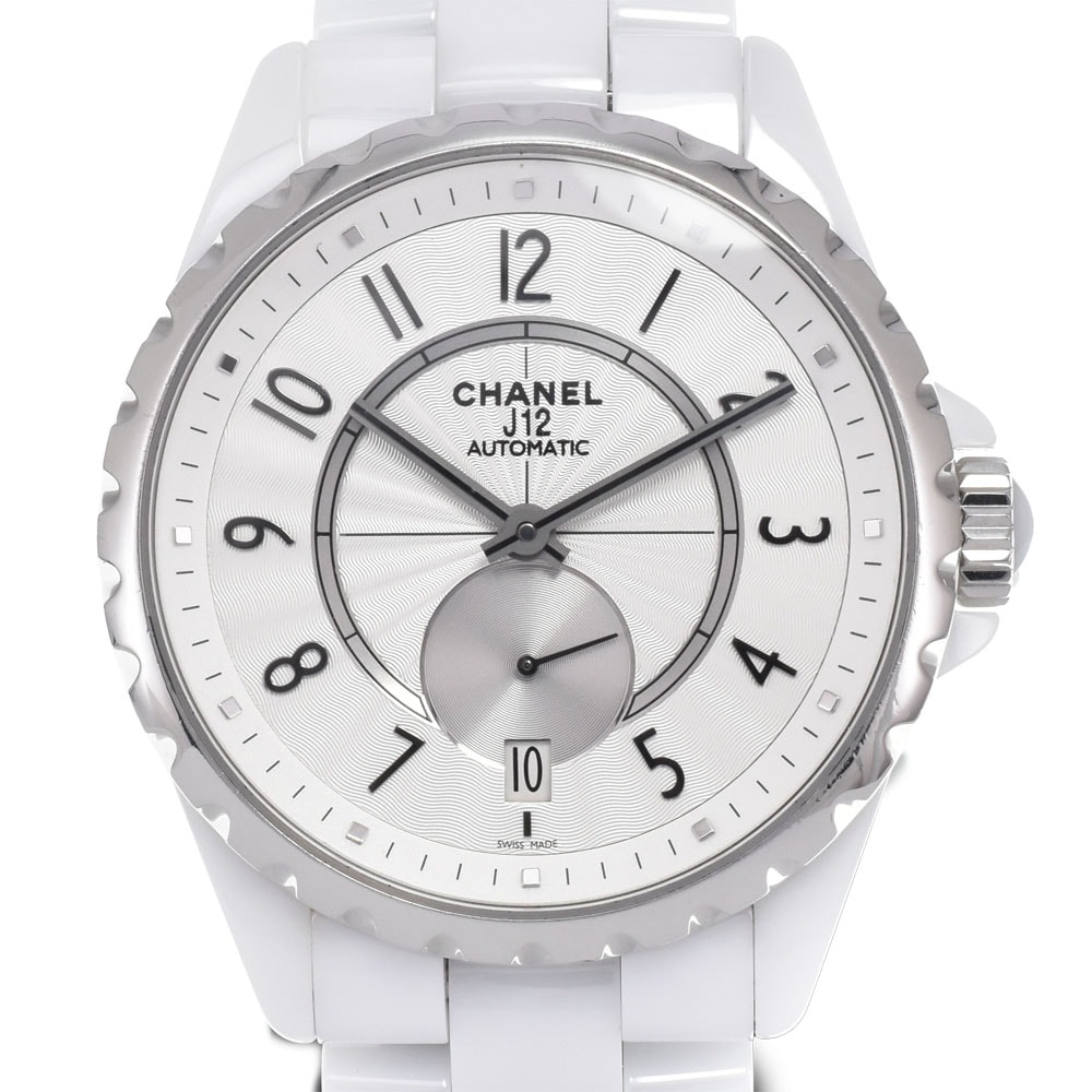 シャネル CHANEL H3837 J12 デイト ホワイトセラミック シルバー 自動巻き メンズ 腕時計 M#150925