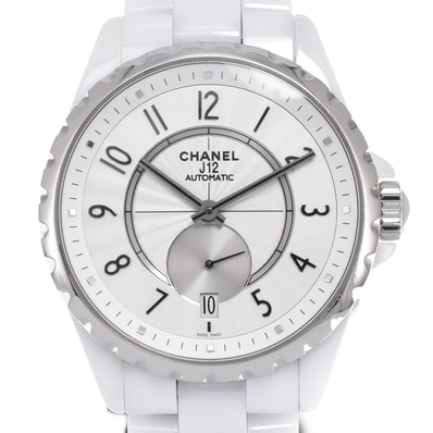 シャネル CHANEL H3837 J12 デイト ホワイトセラミック シルバー 自動巻き メンズ 腕時計 M#150925