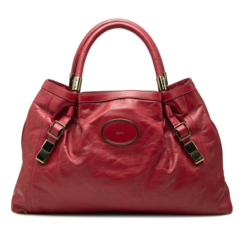 クロエ ヴィクトリア トートバッグ ショルダーバッグ 03-09-51-5811 レッド系 レザー レディース Chloe 中古