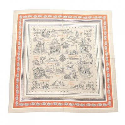 エルメス HERMES TATOUAGES MARINS BANDANA H243374S カレジェアン140 ショール