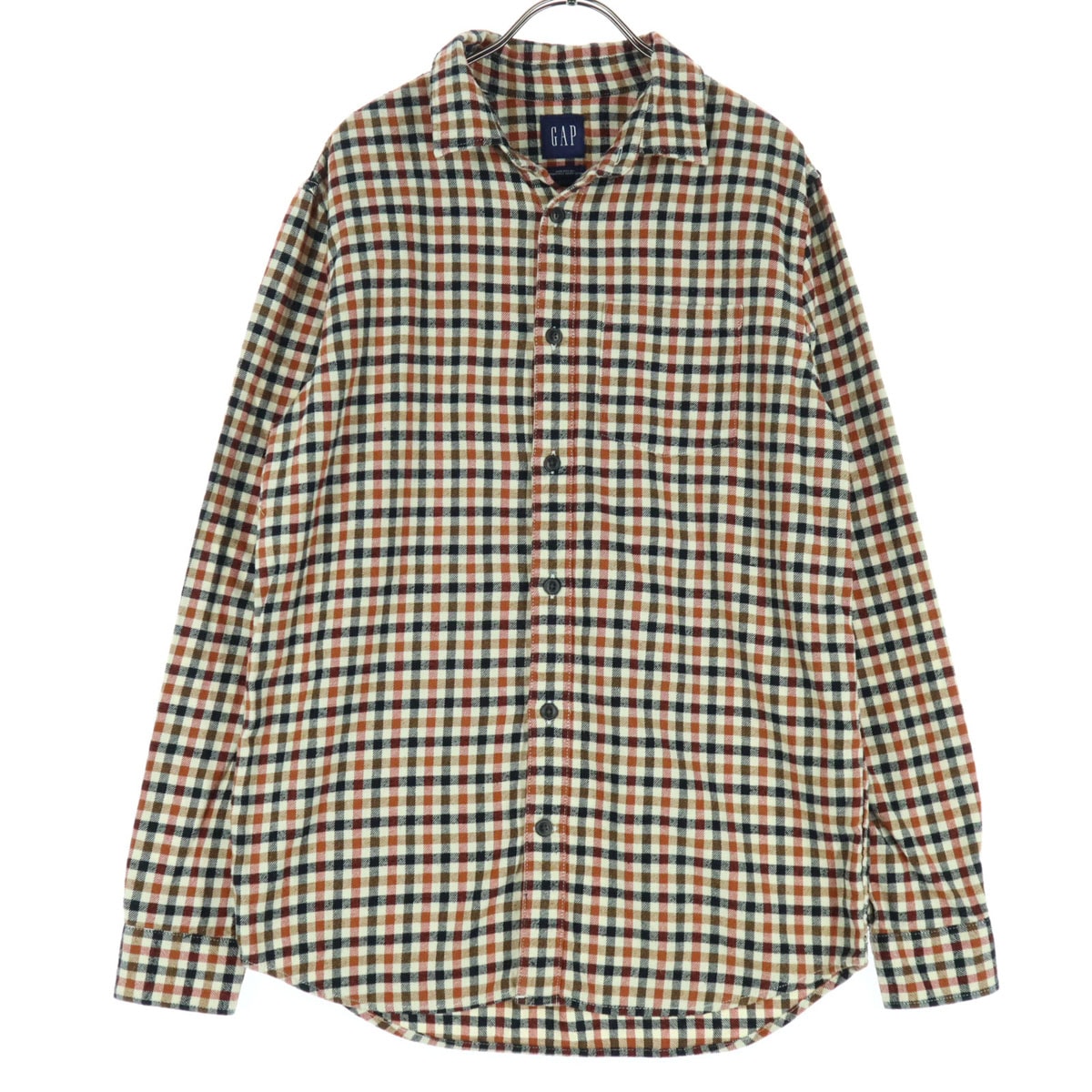 美品 GAP ギャップ 格子柄 長袖 ネルシャツ XS レッド系