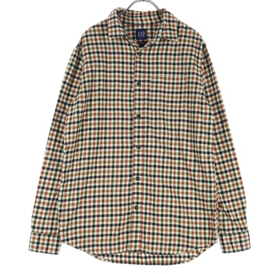 美品 GAP ギャップ 格子柄 長袖 ネルシャツ XS レッド系