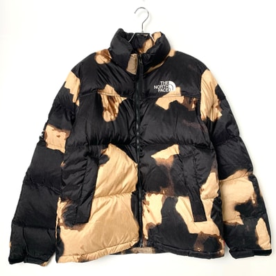 Supreme x The North Face Bleached Denim Print Nuptse Jacket "Black"