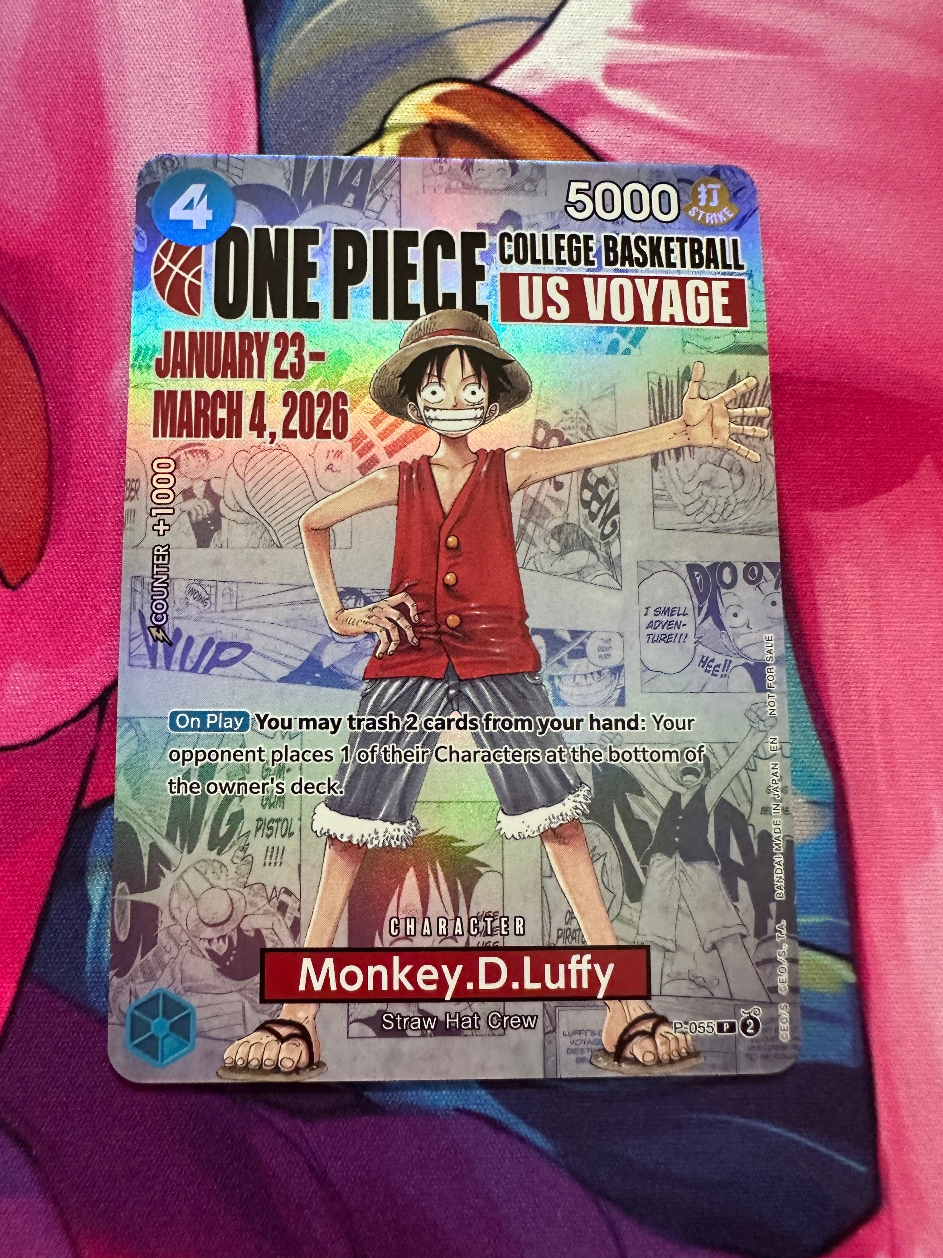 モンキー・D・ルフィ:P (開封済) [P-055]【英語版】(プロモーションカード「ワンピース カレッジ バスケットボール:USボヤージュ」)