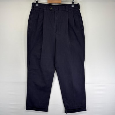 古着 トミーヒルフィガー TOMMY HILFIGER パンツ テーパード 2タック ジッパーフライ ワンポイント刺繍ロゴ w32 L30 グレー系 メンズ