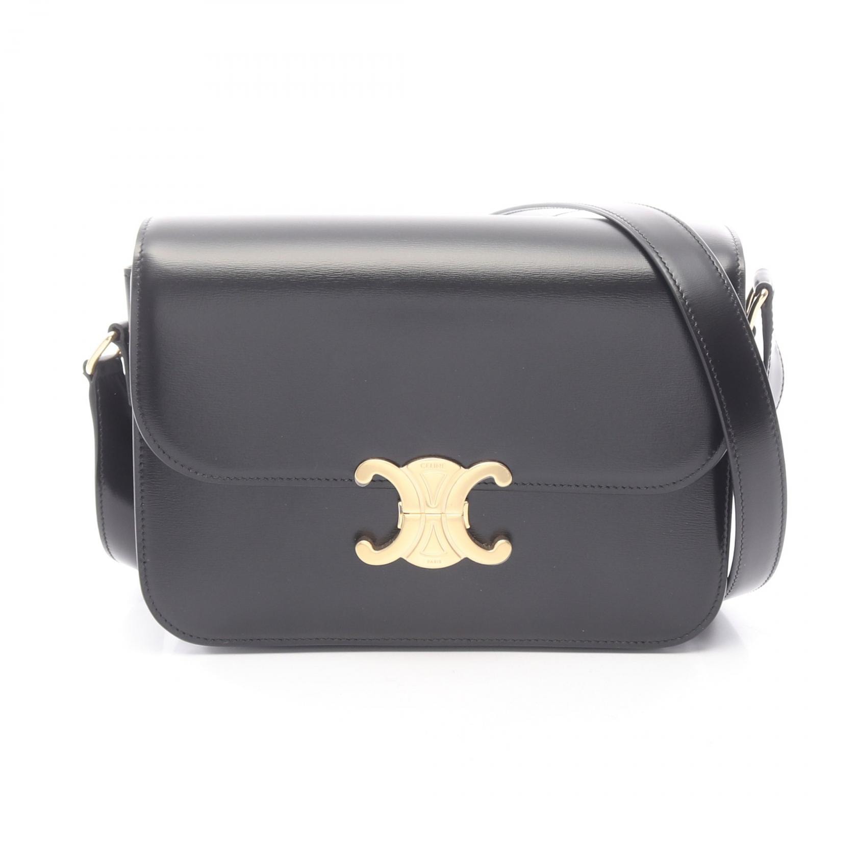 セリーヌ CELINE クラシック トリオンフ ミディアム ショルダーバッグ バッグ レザー レディース ブラック系 187363BF438NO 【新品】