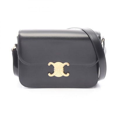 セリーヌ CELINE クラシック トリオンフ ミディアム ショルダーバッグ バッグ レザー レディース ブラック系 187363BF438NO 【新品】