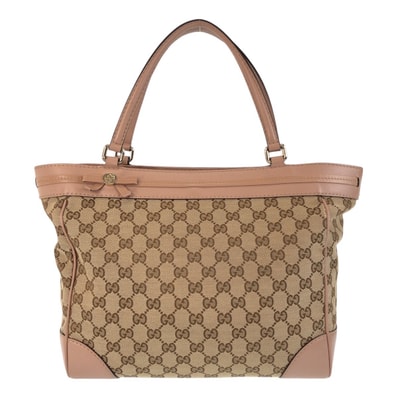 美品 GUCCI グッチ メイフェア ベージュ ピンク ゴールド金具 GGキャンバス レザー/ トートバッグ ショルダーバッグ 506331 【中古】