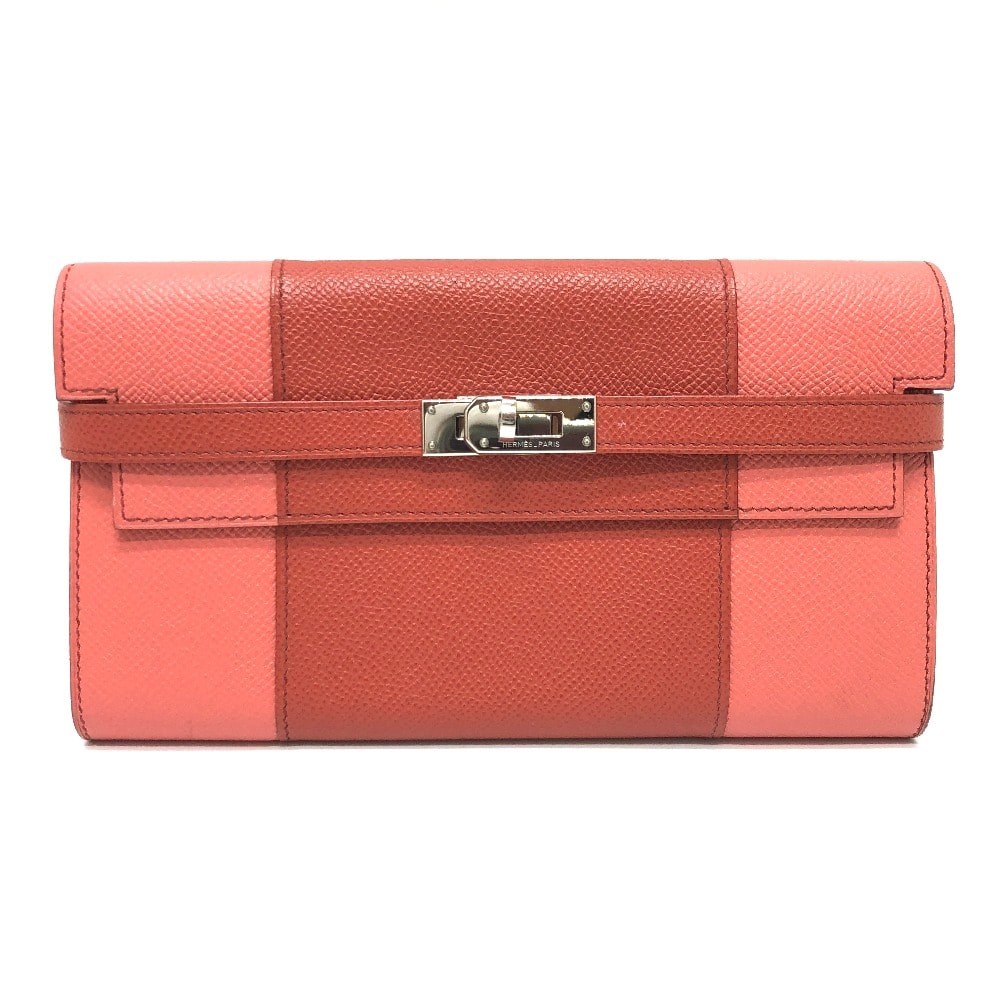 エルメス HERMES ケリーウォレット フラッグ ロングウォレット 長財布 エプソン R□刻 ピンク 美品