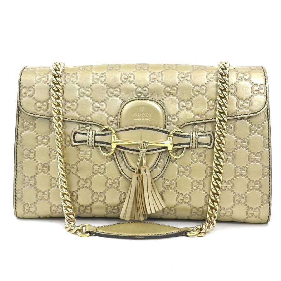 グッチ GUCCI ショルダーバッグ エミリー グッチシマ レザー ゴールド ゴールド レディース 295402【中古】 e62101a