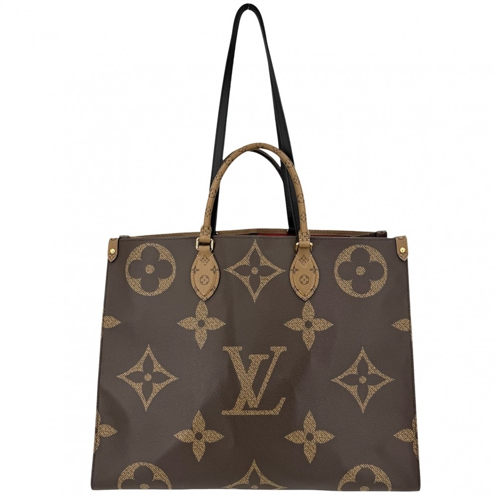 LOUIS VUITTON ルイヴィトン 2WAY オンザゴーGM ハンドバッグ トートバッグ 肩掛け M45320 モノグラムジャイアント モノグラム・リバース ブラウン 茶 ベージュ ゴールド金具 レディース【中古品】