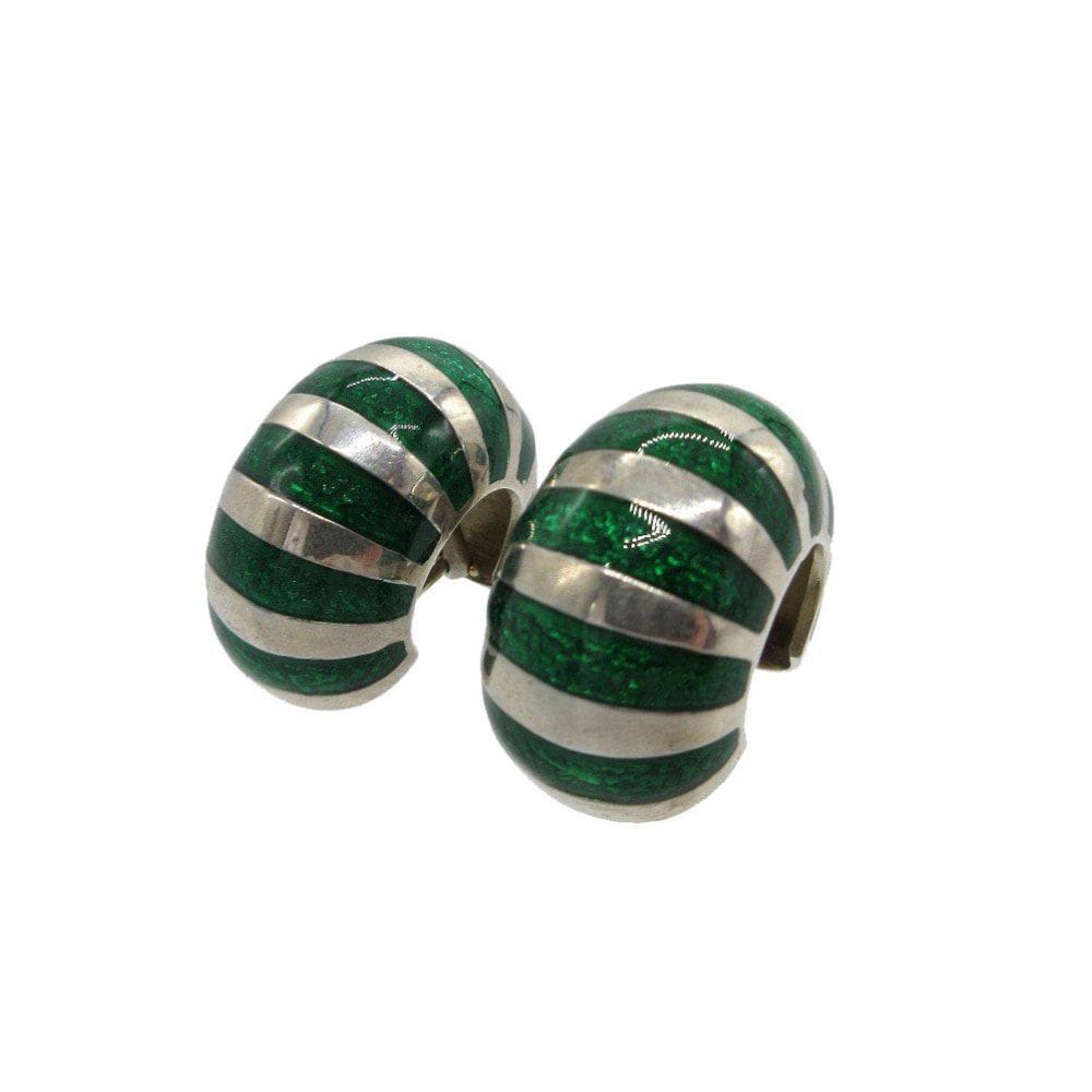 ティファニー  フープ ストライプ   シルバー925  グリーン