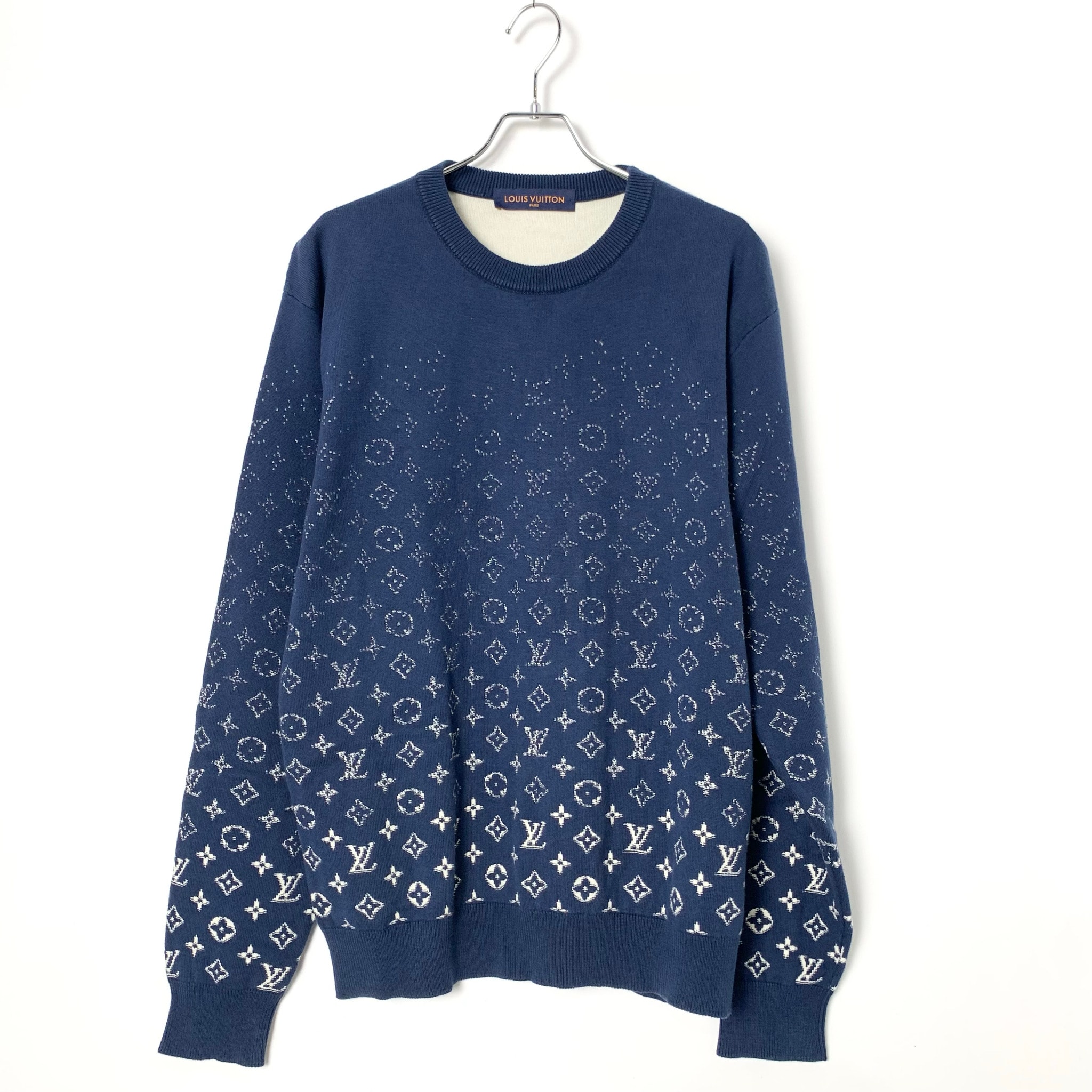 Louis Vuitton Flock Print Gradient Long Sleeve Crewneck "Navy Blue"