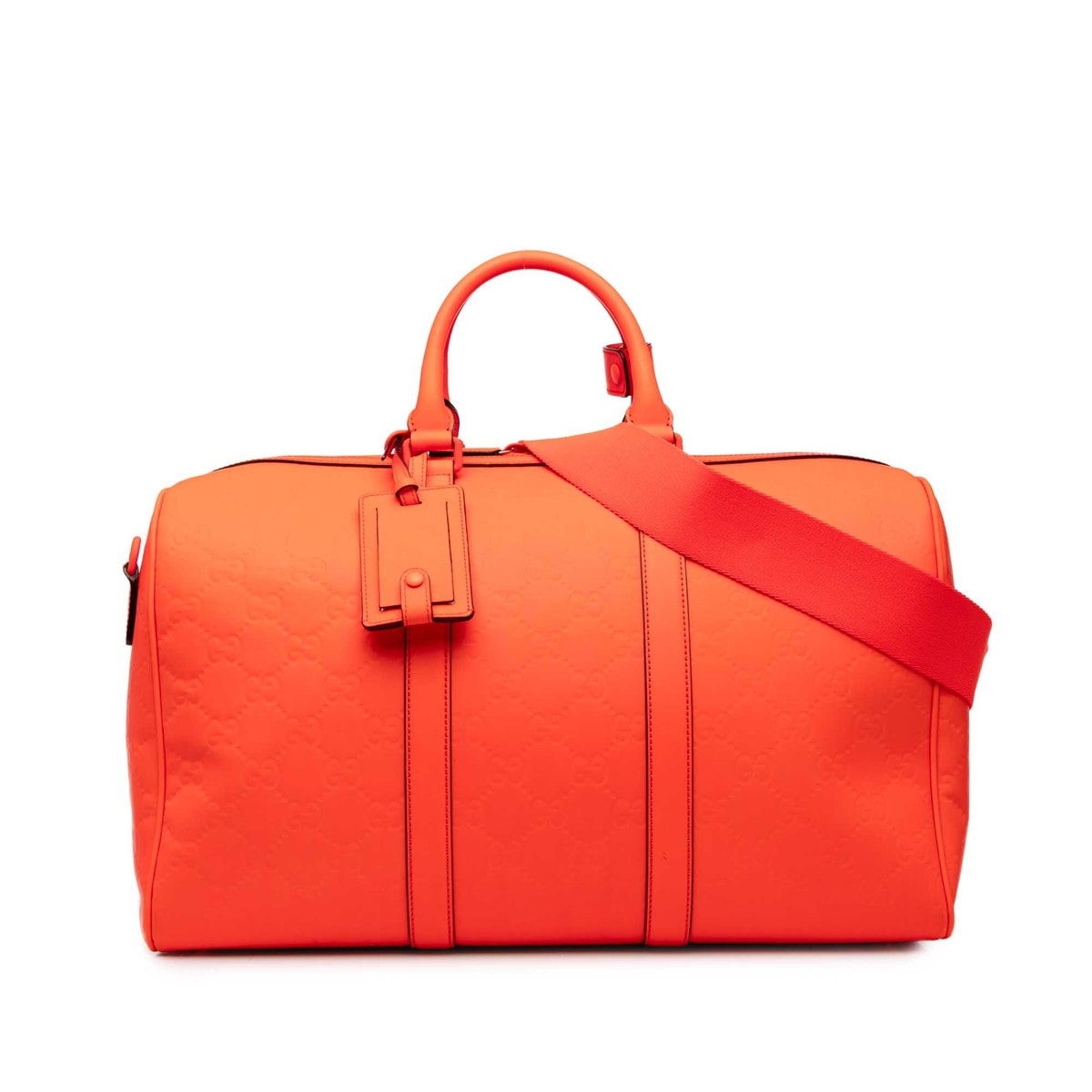 グッチ GG ダッフルバッグ ボストンバッグ 2WAY ショルダーバッグ 771235 オレンジ ラバーエフェクト レディース GUCCI 中古