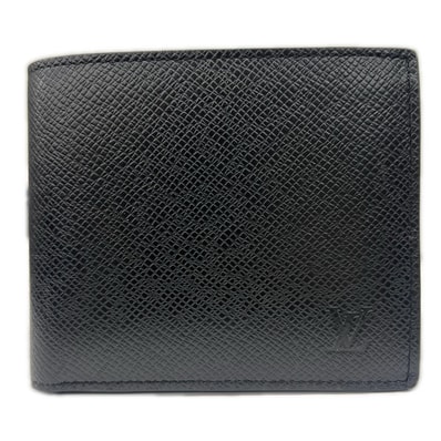 LOUIS VUITTON 極美品 ルイヴィトン ポルトフォイユ マルコNM タイガ 二つ折り財布 M30865 レザー RFID確認済 ブラック コンパクトウォレット LV Aランク 中古 鑑定済 ヴィトン財布【定価114,400円】