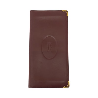 CARTIER カルティエ ヴィンテージ マストライン ワインレッド ゴールド金具 レザー 長財布 ロングウォレット 506241 【中古】