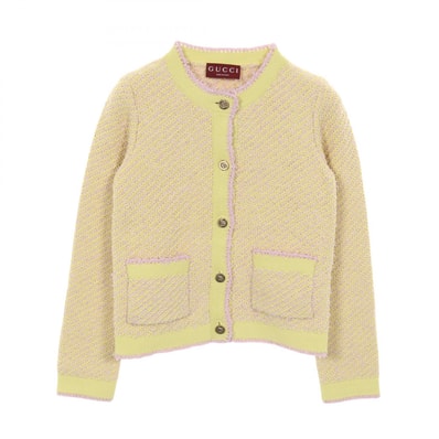 グッチ GUCCI ダブルGボタン カーディガン 衣料品 トップス コットン レディース イエロー系 / ピンク系 【中古】