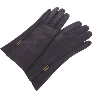 エルメス H金具 ゴートレザー パープル 手袋・グロー