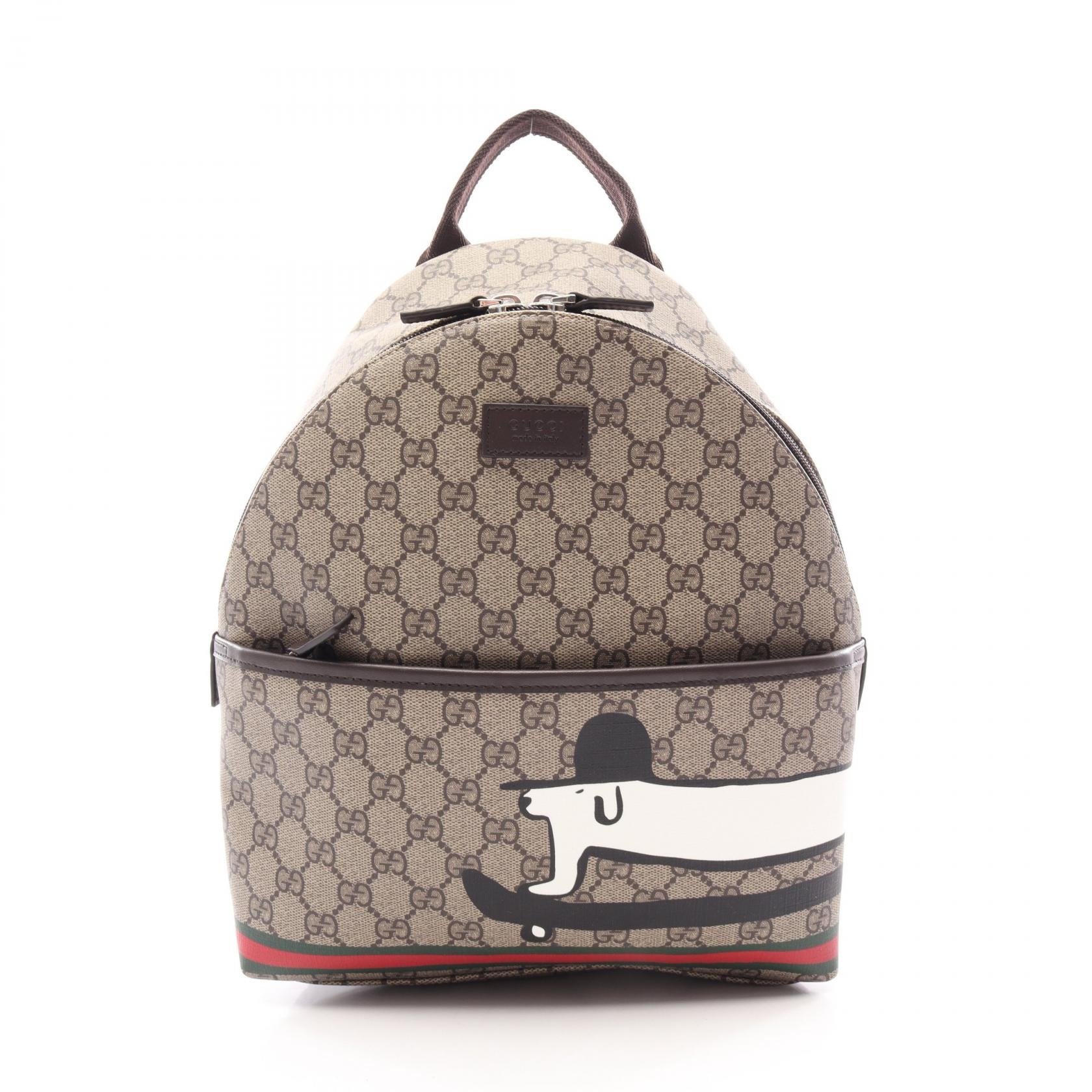 グッチ GUCCI チルドレンズ GGスプリーム キムスンヨン フラワープリント リュックサック バックパック バッグ PVCコーティングキャンバス レザー レディース ベージュ系 / ブラウン系 / マルチカラー 782708
