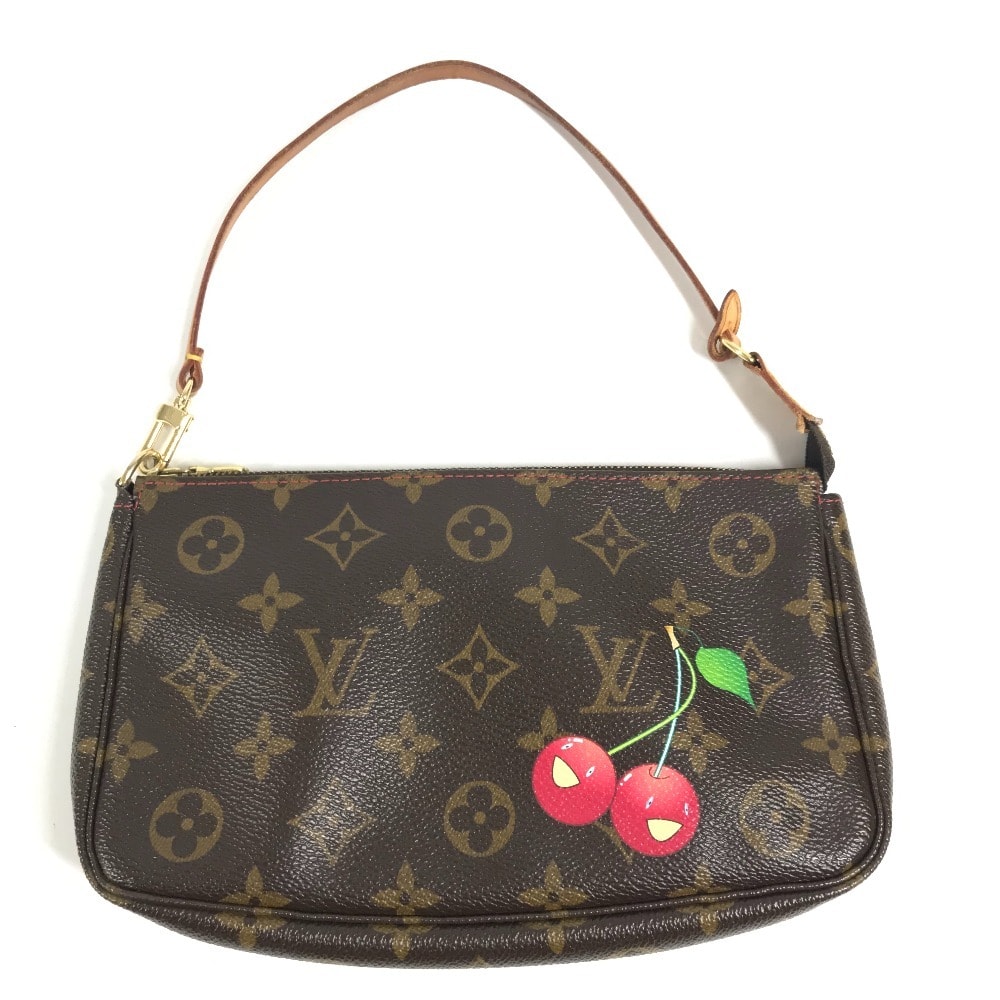 ルイヴィトン LOUIS VUITTON ポシェットアクセソワール M95008  モノグラムチェリー 村上隆 カバン ハンドバッグ ポーチ さくらんぼ アクセサリーポーチ モノグラムチェリーキャンバス ブラウン
