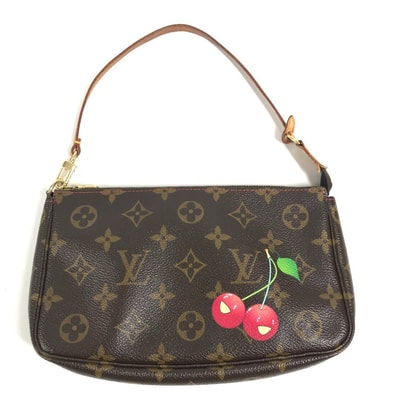 ルイヴィトン LOUIS VUITTON ポシェットアクセソワール M95008 モノグラムチェリー 村上隆 カバン ハンドバッグ ポーチ さくらんぼ アクセサリーポーチ モノグラムチェリーキャンバス ブラウン