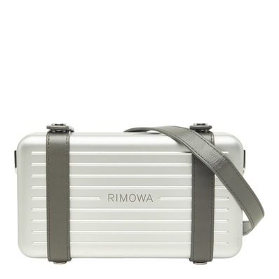 リモワ パーソナル 斜め掛け ショルダーバッグ クロスボディバッグ シルバー グレー アルミ レザー レディース RIMOWA 中古