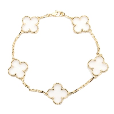 ヴァンクリーフ&アーペル Van Cleef & Arpels ヴィンテージアルハンブラブレス 5モチーフ クリスタル ブレスレット アクセサリー K18(イエローゴールド) クリスタル レディース ゴールド系 / クリア系