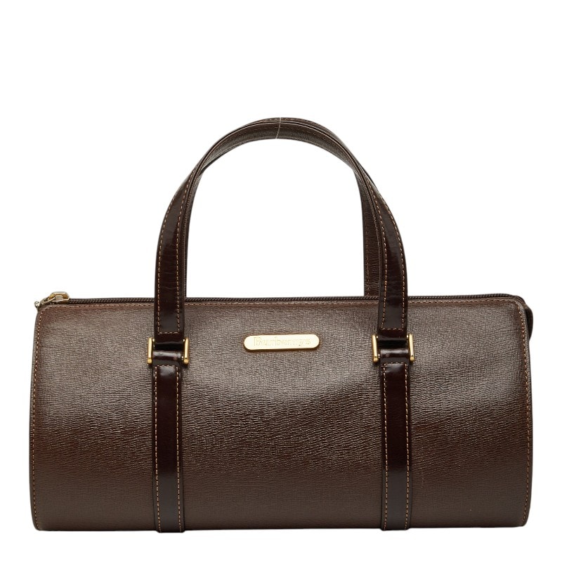 バーバリー ハンドバッグ ミニボストンバッグ ブラウン レザー レディース BURBERRY 【中古】