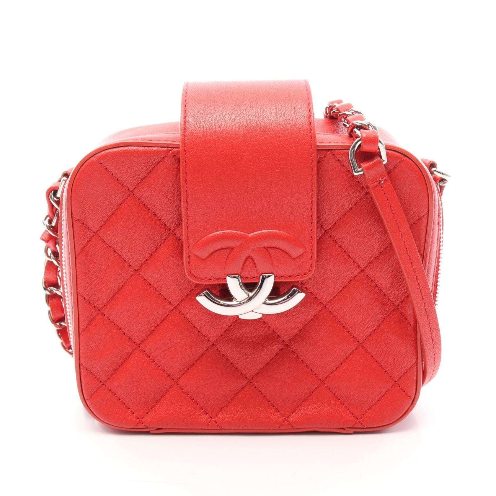 シャネル CHANEL マトラッセ ハーフココ カメラバッグ ショルダーバッグ バッグ レザー レディース レッド系 A98644 【中古】