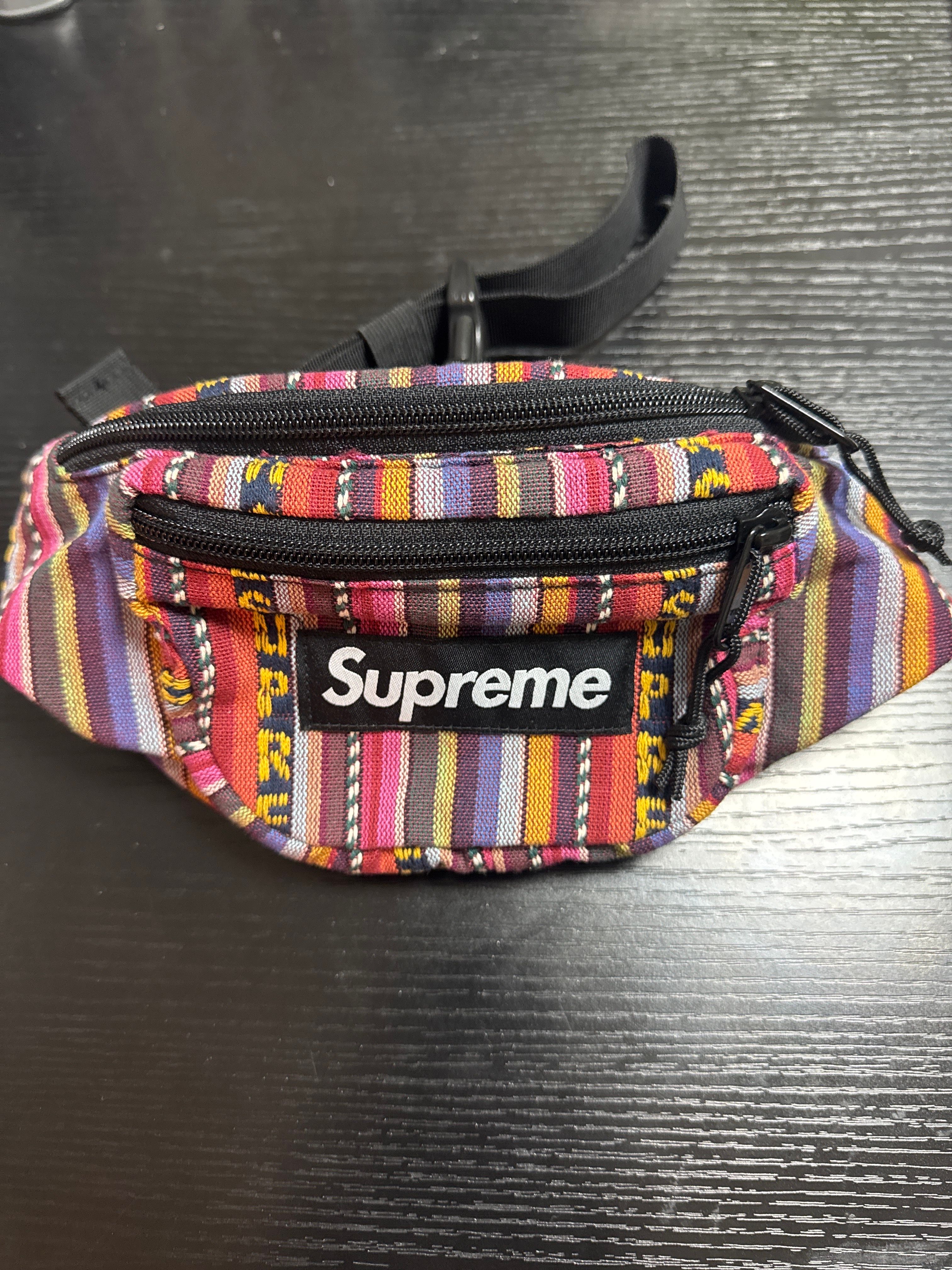 Supreme ボディバッグ ブラック・ストライプ Supreme Woven Stripe Waist Bag 