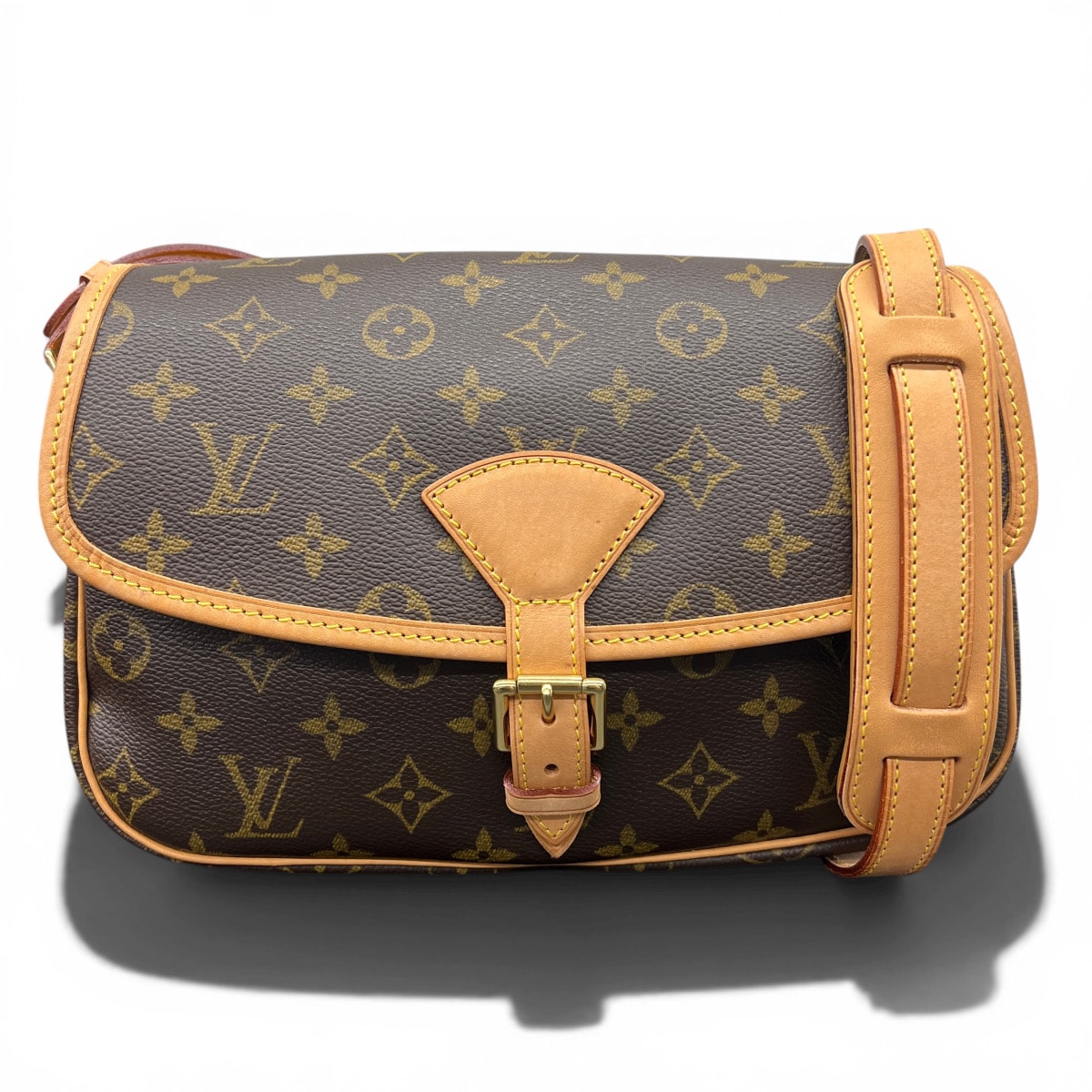 LOUIS VUITTON 美品 ルイヴィトン ソローニュ モノグラム ショルダーバッグ M42250 PVC レザー SL0092 ブラウン ワンショルダー セミショルダー クロスボディ メッセンジャー LV ABランク 中古 鑑定済 ヴィトンバッグ