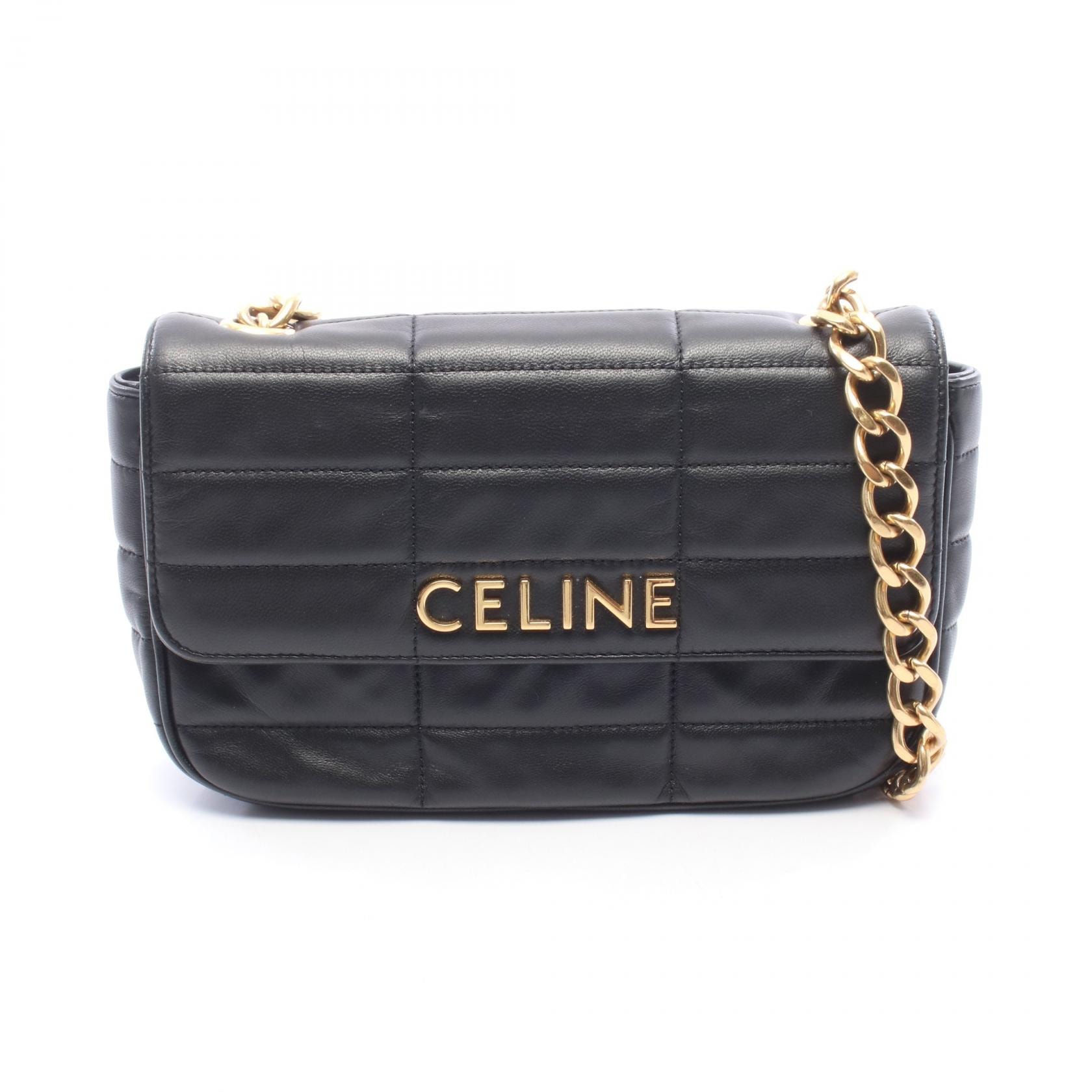 セリーヌ CELINE モノクローム ショルダーバッグ バッグ レザー レディース ブラック系 【中古】