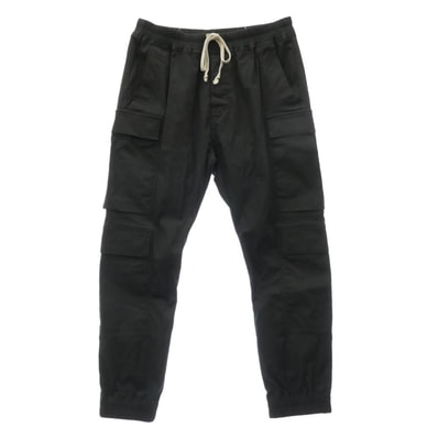Rick Owens リックオウエンス 25SS RU01E5337-TE HOLLYWOOD期 TE素材 MASTODON MEGACARGO マストドン メガカーゴ ドローストリング パンツ ブラック系 52【中古】