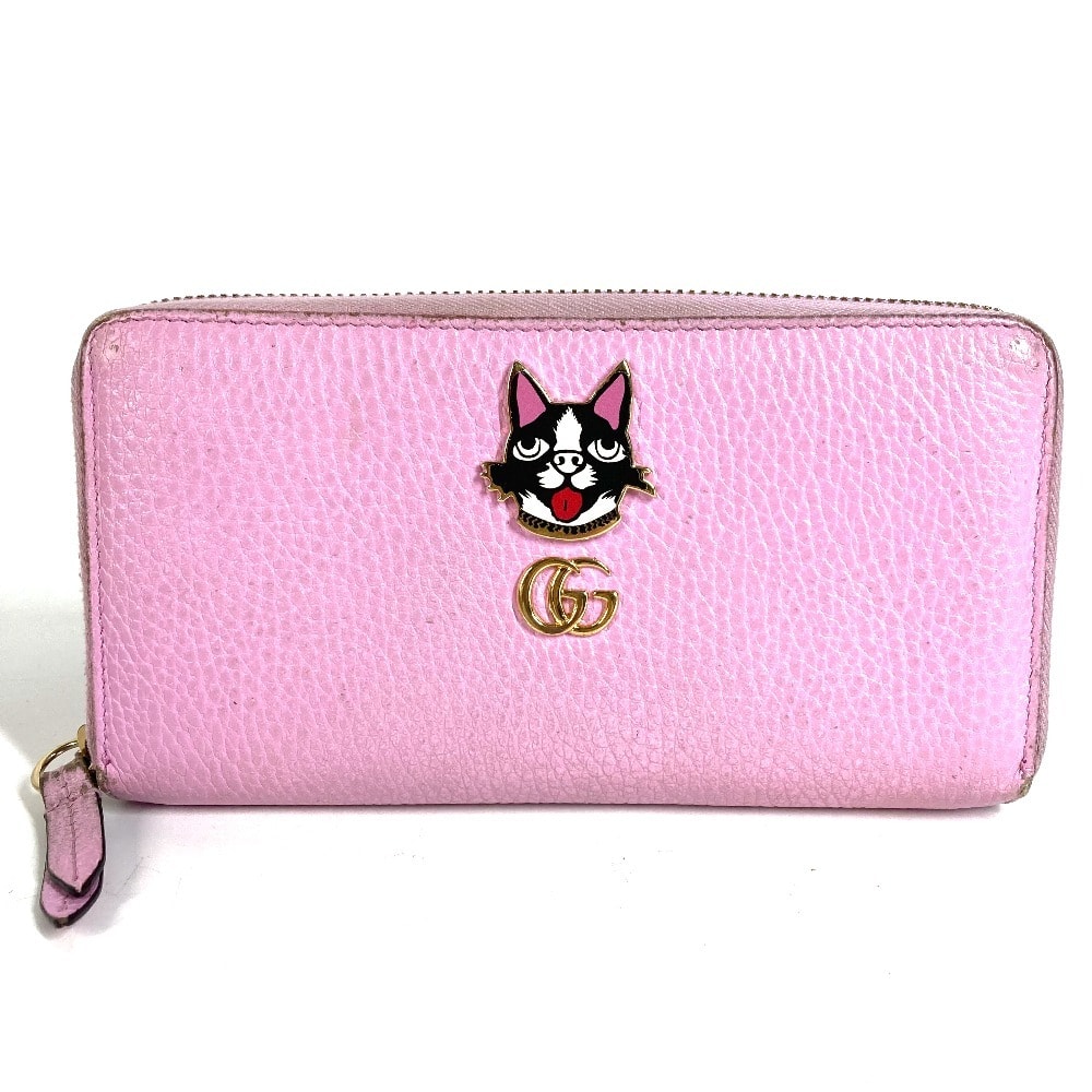 グッチ GUCCI BOSCO ボスコ 499337 ロングウォレット ラウンドファスナー 長財布 レザー ピンク