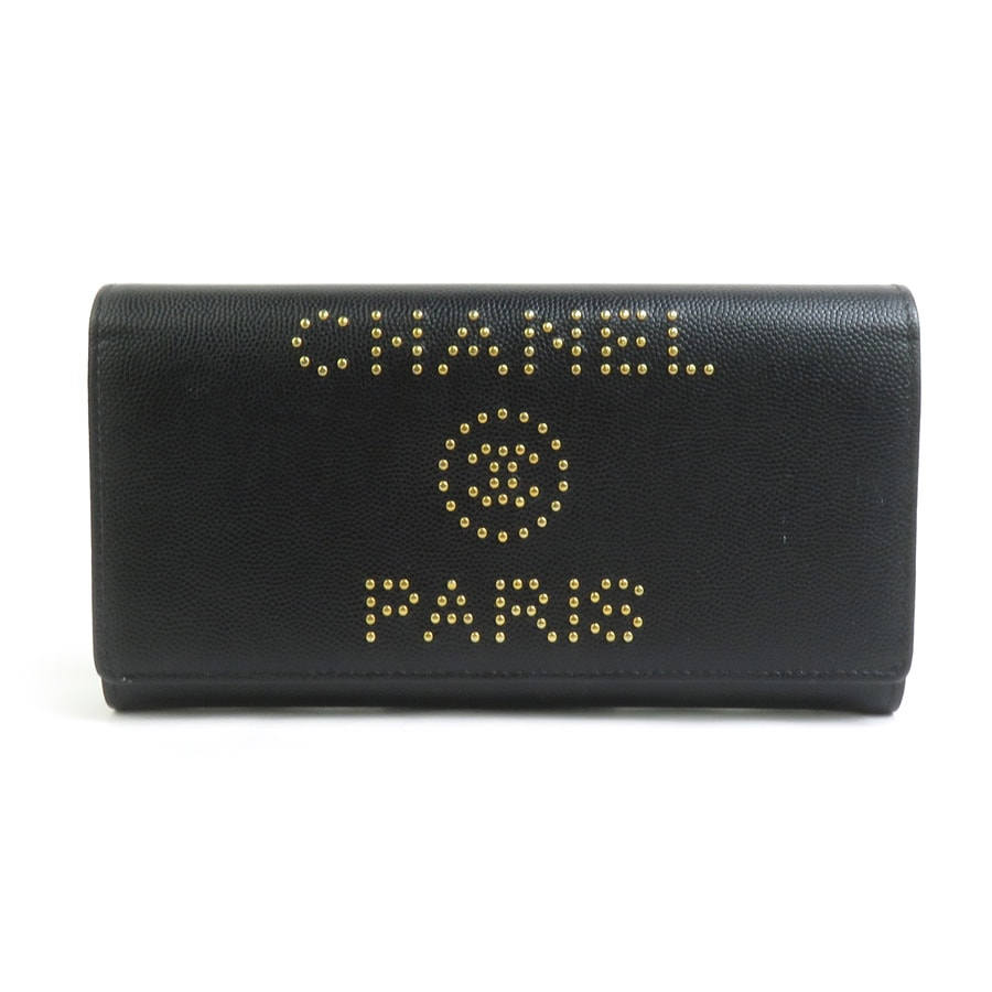 シャネル CHANEL 長財布 ドーヴィル キャビアスキンレザー ブラック レディース A80053【中古】 90056a