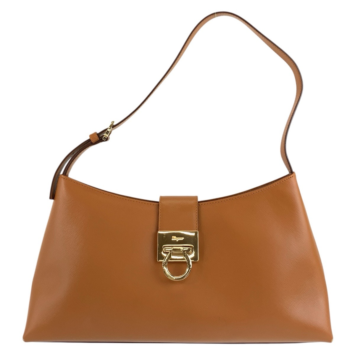 美品 Salvatore Ferragamo サルヴァトーレフェラガモ トリフォリオ ブラウン ゴールド金具 レザー ショルダーバッグ 604636 【中古】