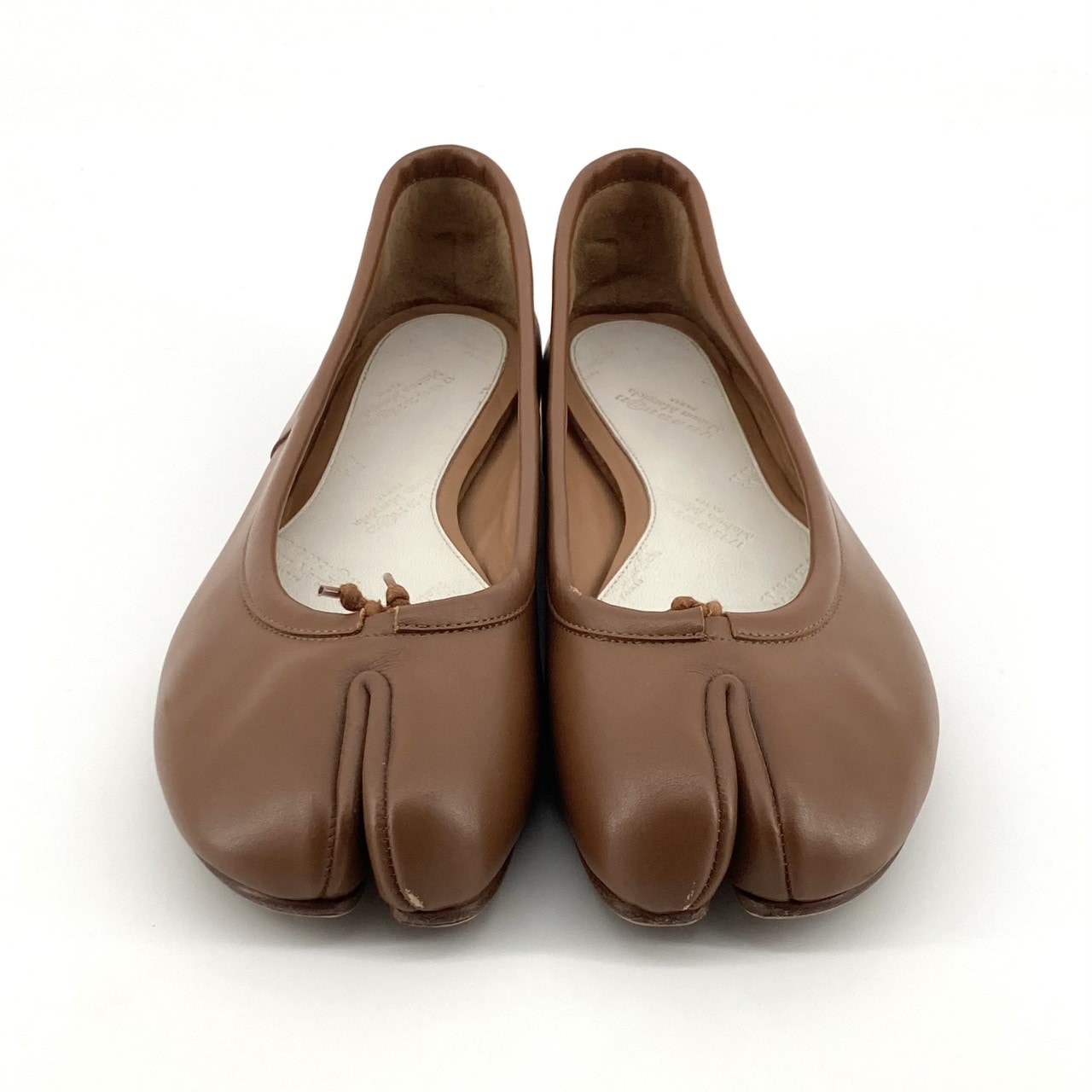 Maison Margiela(メゾン マルジェラ) タビ Tabi バレリーナ フラット レザー バレエシューズ ブラウン